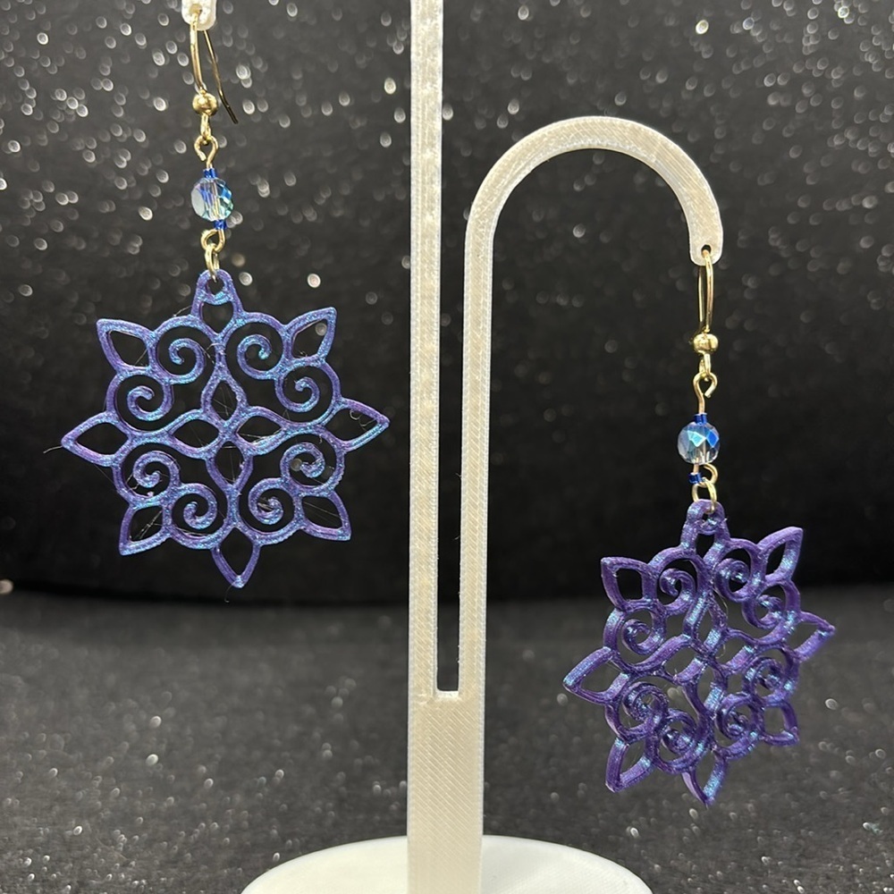 Blue and Purple Color Shift Filigree Earrings - Picture 7 of 7
